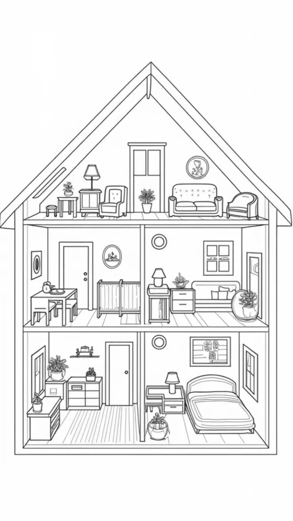 printable dollhouse coloring page